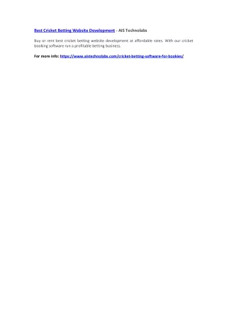 best cricket betting website development