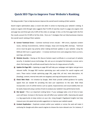 quick seo tips to improve your website s ranking