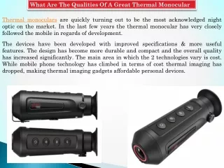 Qualities Of A Great Thermal Monocular - Night Vision 4 Less