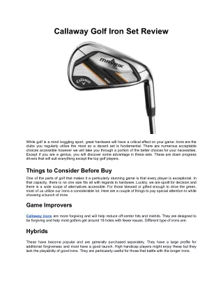 Callaway Golf Iron Set Review