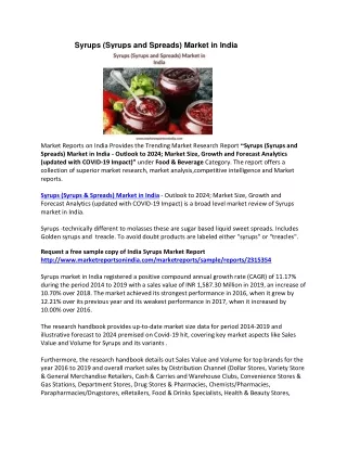 syrups syrups and spreads market in india