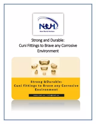 Strong and Durable: Cuni Fittings to Brave any Corrosive Environment