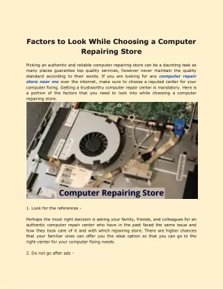 factors to look while choosing a computer
