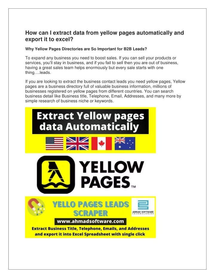 how can i extract data from yellow pages