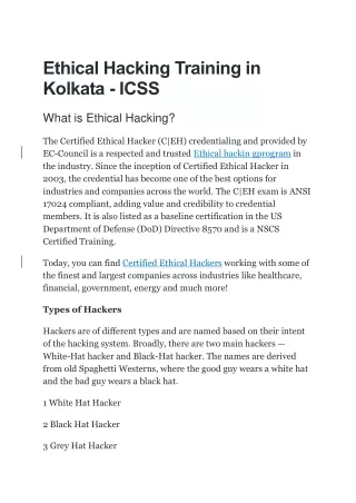 ethical hacking training in kolkata icss