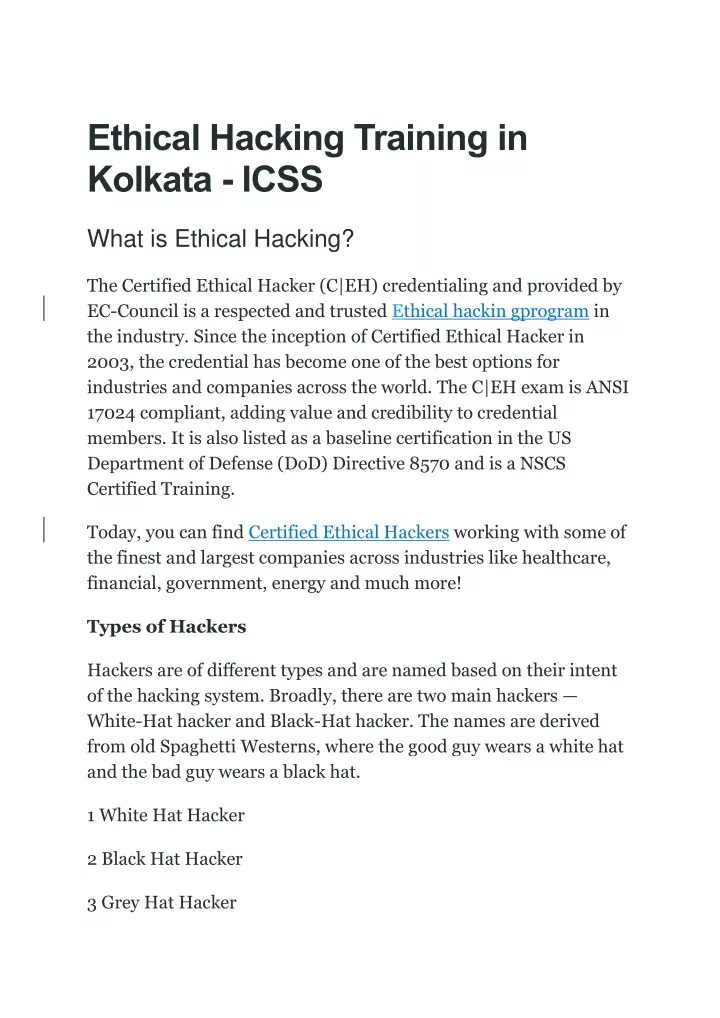 ethical hacking training in kolkata icss