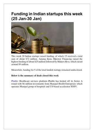 funding in indian startups this week 25 jan 30 jan