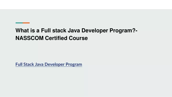 what is a full stack java developer program nasscom certified course
