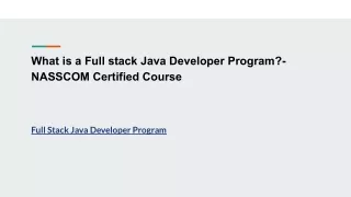 What is a Full stack Java Developer Program?- NASSCOM Certified Course