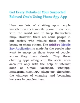Get Every Details of Your Suspected Beloved One's Using Phone Spy App