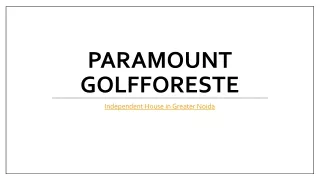Paramount Golfforeste Independent House in Greater Noida