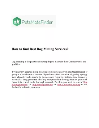 How to find Best Dog Mating Services?