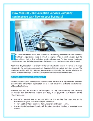 How Medical Debt Collection Services Company can improve cash flow to your business?