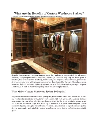 what are the benefits of custom wardrobes sydney