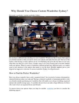 why should you choose custom wardrobes sydney