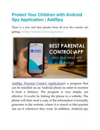 Protect Your Children with Android Spy Application - AddSpy