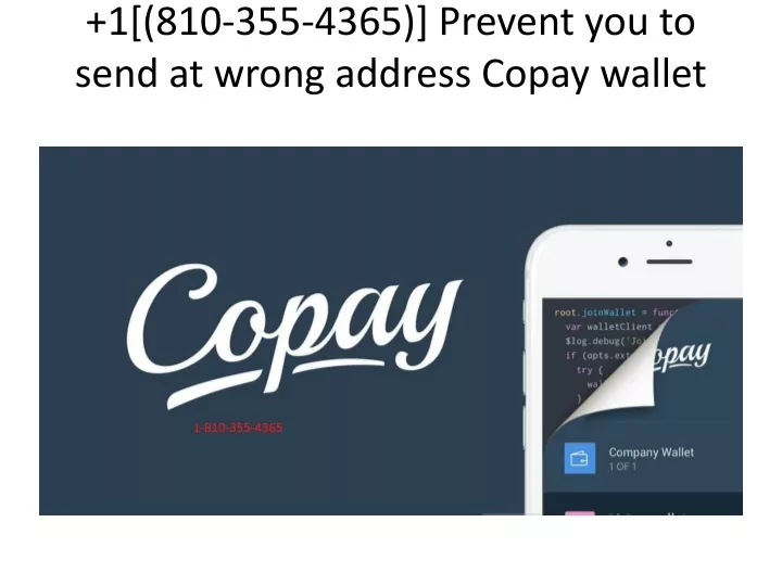 1 810 355 4365 prevent you to send at wrong address copay wallet