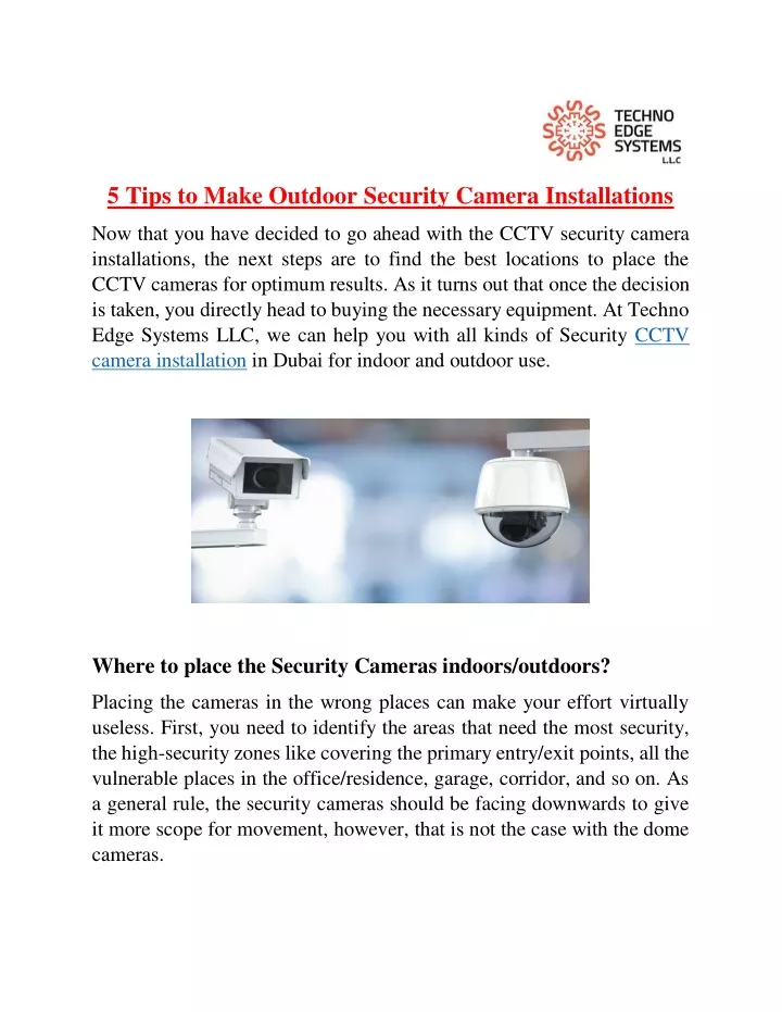 5 tips to make outdoor security camera