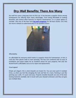 dry wall benefits there are many