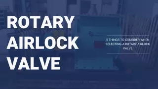 5 Things to consider when selecting a Rotary Airlock Valve
