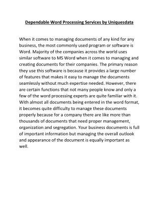 dependable word processing services by uniquesdata