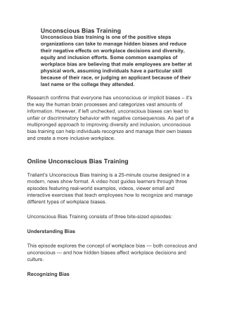 unconscious bias training unconscious bias
