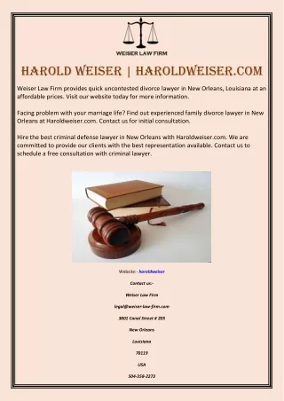 Harold Weiser | Haroldweiser.com