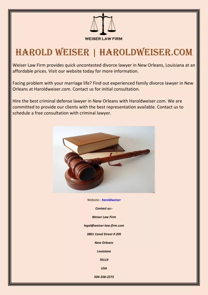 harold weiser haroldweiser com