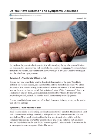 Do you have Eczema? The Symptoms discussed