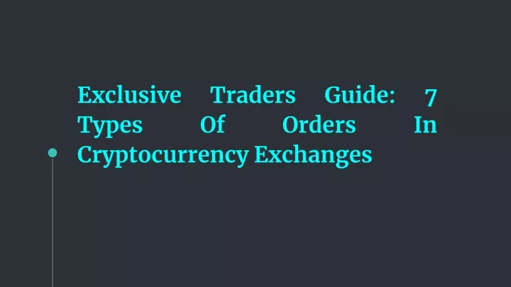 exclusive types cryptocurrency exchanges