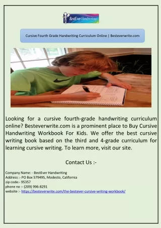 Cursive Fourth Grade Handwriting Curriculum Online | Besteverwrite.com