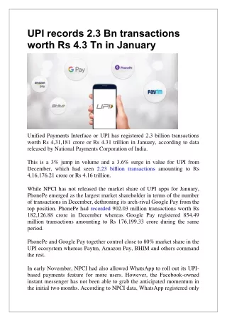 upi records 2 3 bn transactions worth
