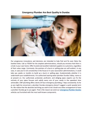 emergency plumber are best quality in dundas