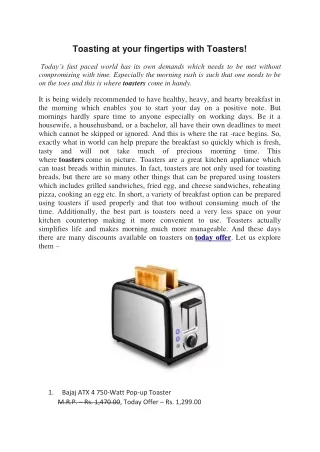 toasting at your fingertips with toasters
