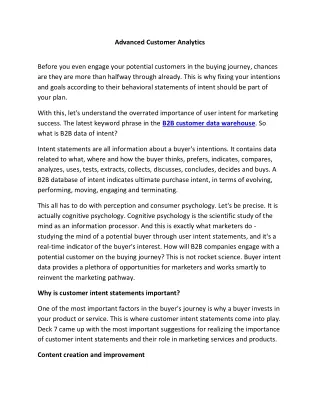advanced customer analytics