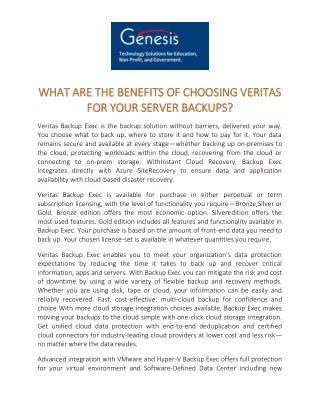 What Are The Benefits Of Choosing Veritas For Your Server Backups?