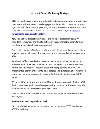 account based marketing strategy