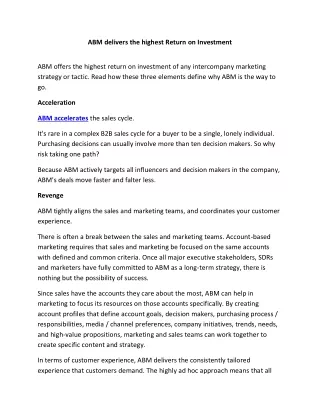 abm delivers the highest return on investment