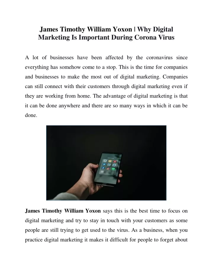 james timothy william yoxon why digital marketing