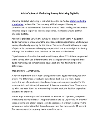 adobe s annual marketing survey maturing digitally