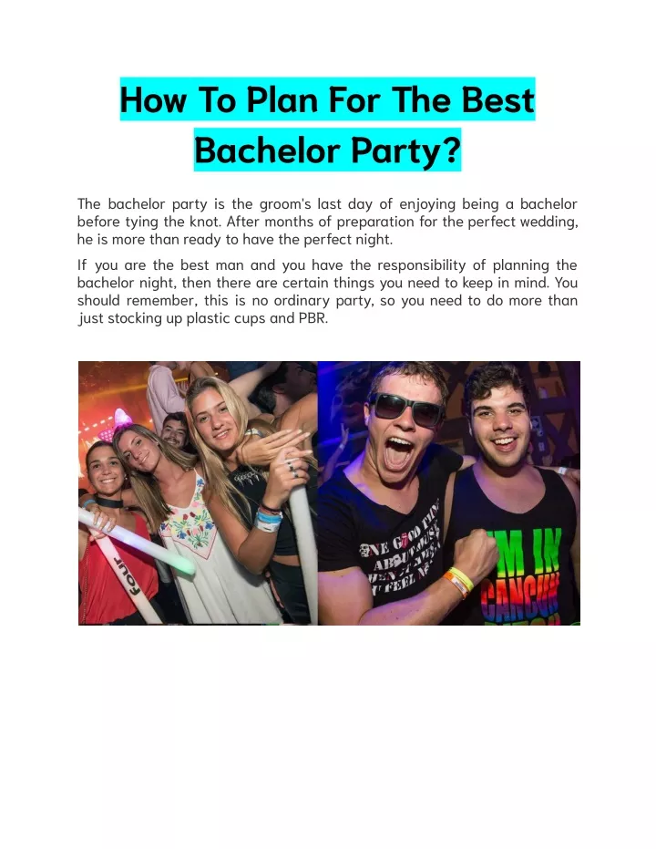 how to plan for the best bachelor party