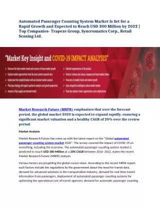 automated passenger counting system market