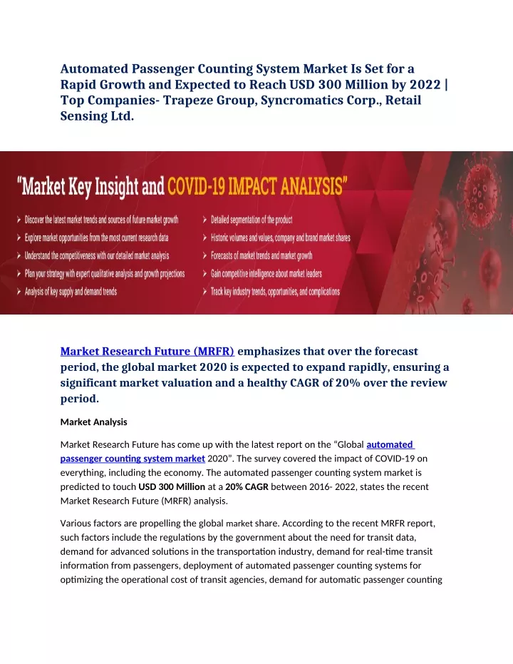 automated passenger counting system market