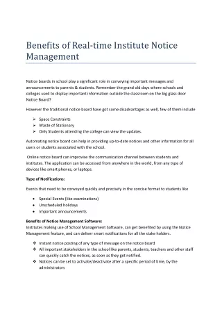 Benefits of Real-time Institute Notice Management
