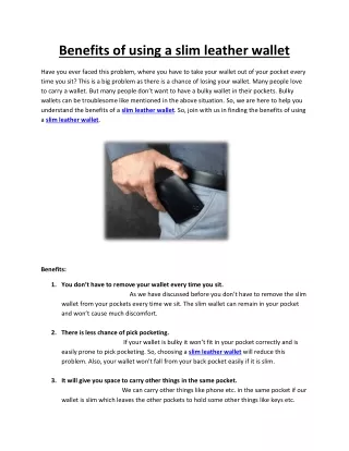 benefits of using a slim leather wallet