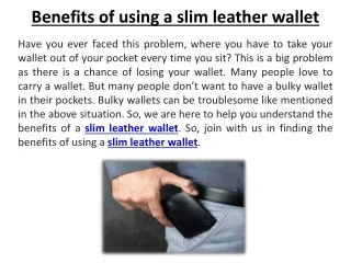 benefits of using a slim leather wallet