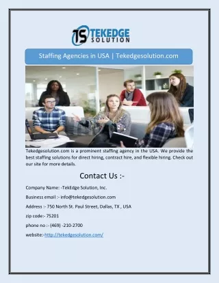 staffing agencies in usa tekedgesolution com