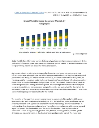 global variable speed generator market was valued