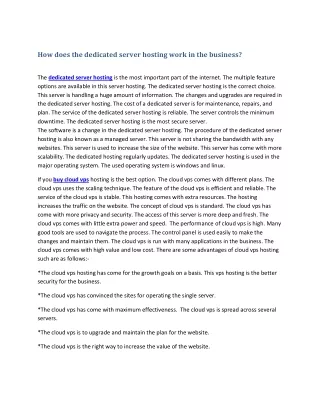 how does the dedicated server hosting work
