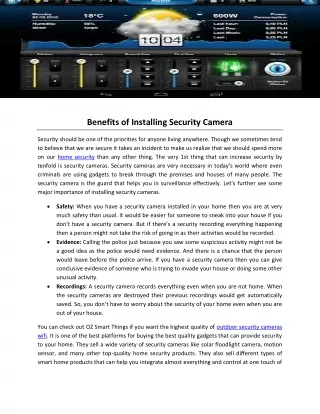 benefits of installing security camera